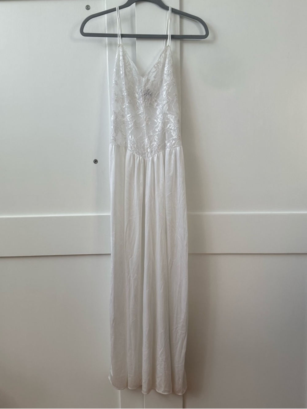 Vintage La Notte White Bridal Peignor Nightgown Lace Sheer Size Small